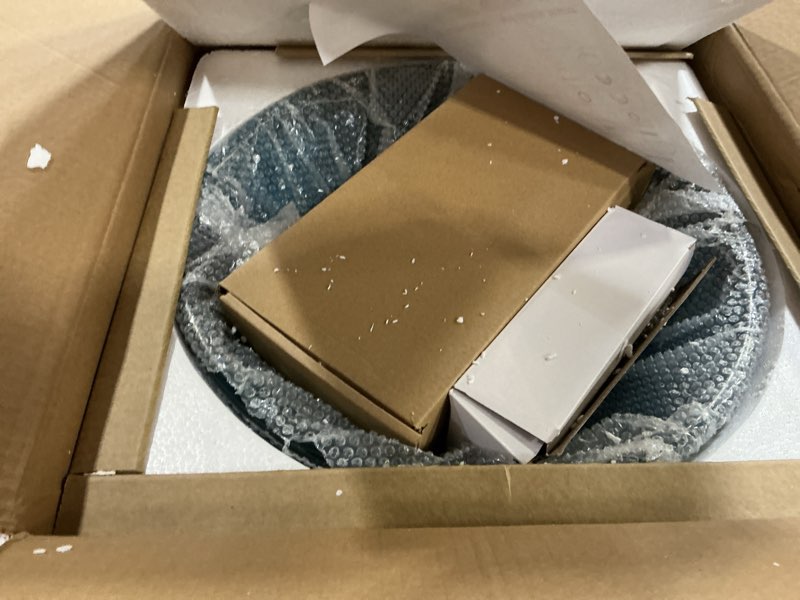 Condition photo showing New/Like New for Vessel Sink 16.5" Bathroom Sinks Tempered Glass Blue Art Basin Round Bowl with Faucet Combo Blue,Modern Countertop Bowl Sink for Lavatory Vanity Cabinet