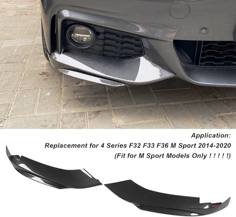 KIMISS Carbon Fiber Front Bumper Lip Spoiler for 4 Series F32 F33 F36, M Sport Style Fit 2014-2020, 