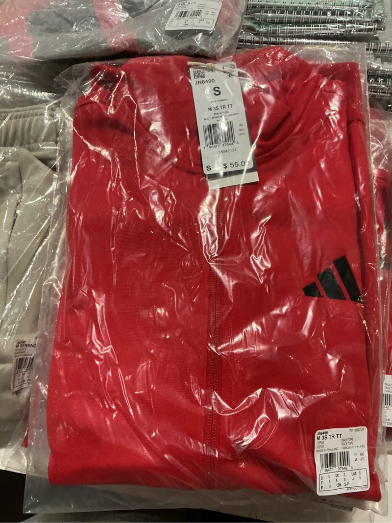 Condition photo showing Good Condition for adidas mens Essentials Warm-up 3-stripes Track Top Small Pure Ruby