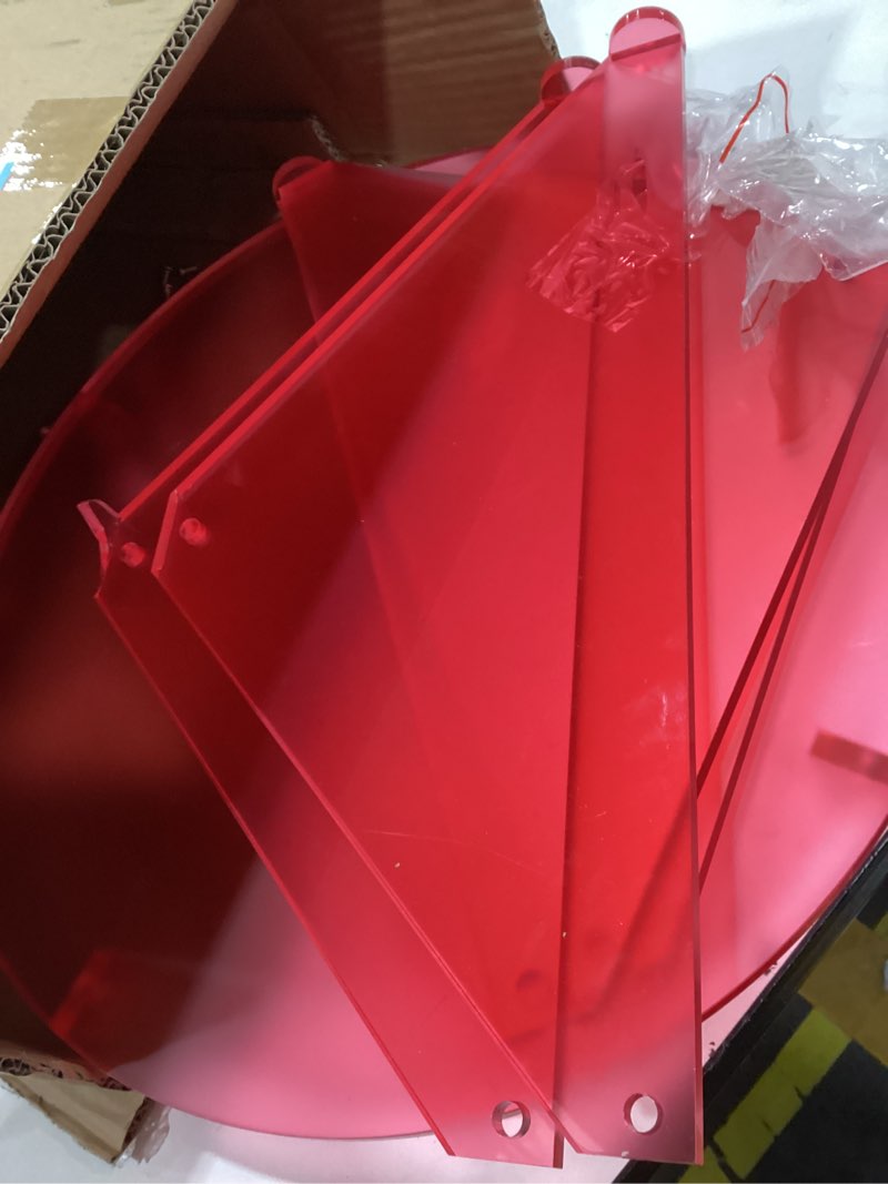 Condition photo showing As Is for Round Acrylic Side Table Butterfly Shape, Mid Century Minimalist Small Coffee Table, Modern Accent End Table, Night Stand for Bedroom, Living Room, Office, 15.7x15.7in(DxH), Matte Pink L L:15.7x15.7in(DxH) Butterfly Shape Matte Pink