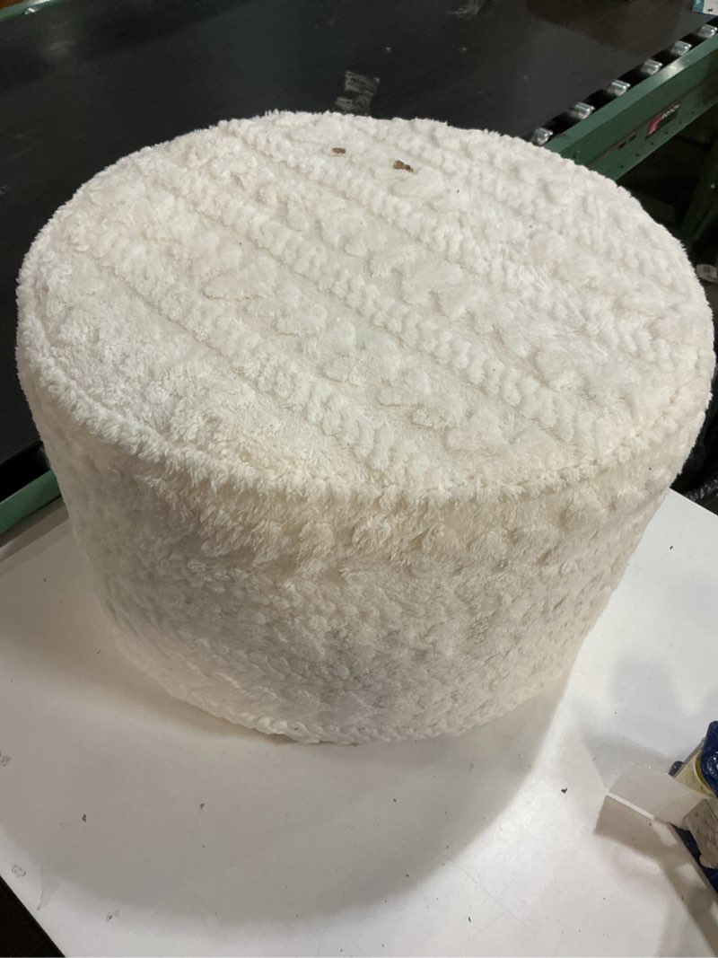 Condition photo showing Good Condition for asuprui round footstool ottoman, 20x14 inches multi-functional modern foot stool,floor poufs, sofa footrest extra seating for living room, entryway, hallways and bedrooms (ivory) 20"d x 20"w x 14"h cream