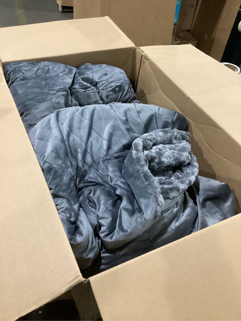 Condition photo showing New/Like New for BEDELITE Fluffy King Size Comforter Set - Grey Fleece Soft Comforter for King Size Bed, Luxury Warm Bedding Set for Winter, Fuzzy Bed Set 3 Pieces (1 Comforter, 2 Pillowcases) Dark Grey King(102"x90")