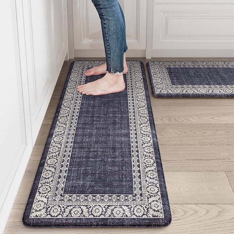 LEEVAN Kitchen Mats for Floor Sets of 2,Kitchen Mats Cushioned Anti Fatigue,Blue Purple Memory Foam 