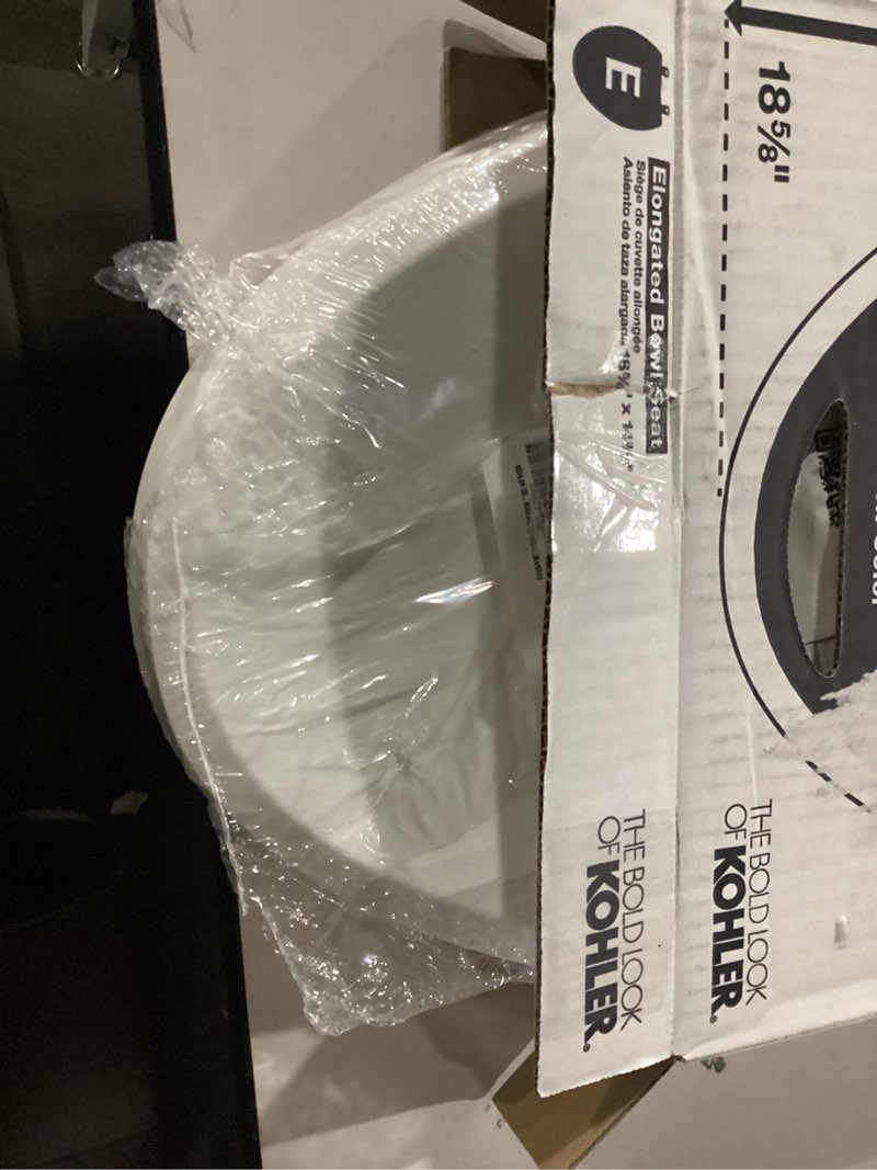Condition photo showing Good Condition for KOHLER 4636-RL-0 Cachet ReadyLatch Elongated Toilet Seat Slow Close, Soft Close Toilet Seat Quiet Lid, Contoured Grip-Tight Bumpers Installation Hardware, Apartment Essentials, White White Elongated Ready Latch