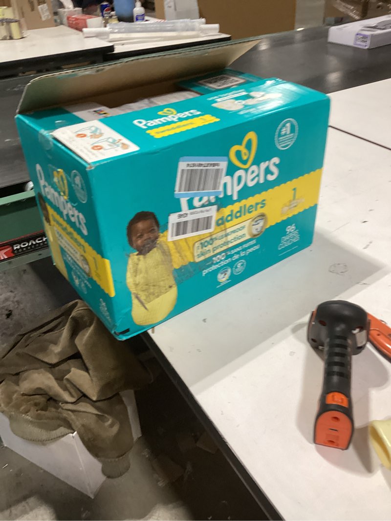 Condition photo showing New/Like New for Pampers Swaddlers Diapers, Size 1 (8-14 lbs), 96 Count, Absorbent, Keeps Baby Dry and Comfortable, Skin Safe Disposable Baby Diaper (Packaging May Vary) Size 1 96