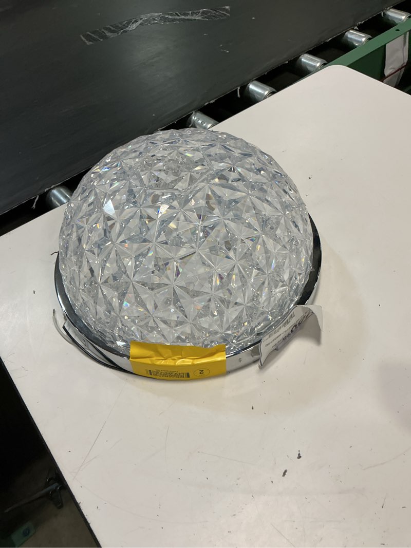 Condition photo showing As Is for hukoro 13-in brushed nickel indoor led flush mount light with textured glass 1 -pack