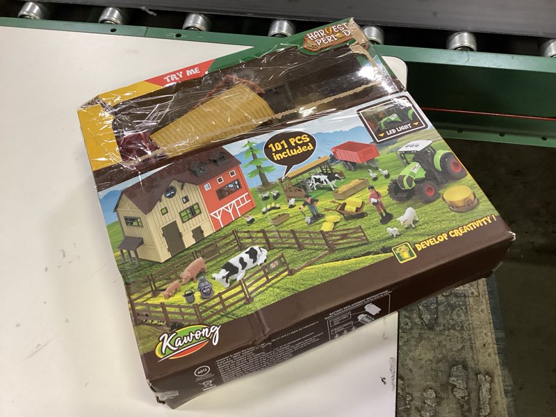 Condition photo showing As Is for Farm Animals Barn House Toys - Kids Tractor Toy with Lights & Sound, Horse Stable, Cowshed, Chicken Fence, Animal, Farm Accessories, Easter Birthday Gifts for Boys Toddlers Ages 3+