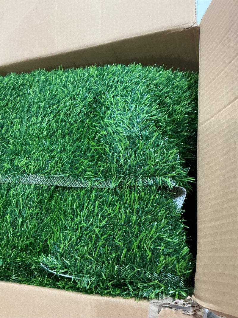 Condition photo showing Good Condition for artificial grass indoor outdoor turf rug,5ft x 8ft soft and durable high density realistic fake grass carpe,pet-friendly, perfect for patio,lawn,balcony,weddings photoshoot backdrop 5ftx8ft