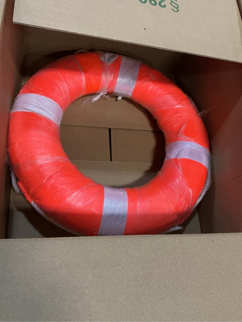 Condition photo showing New/Like New for 20 Inch Swimming Foam Ring, Pool Safety Throwing Ring With Perimeter Rope, Wall Decoration Orange