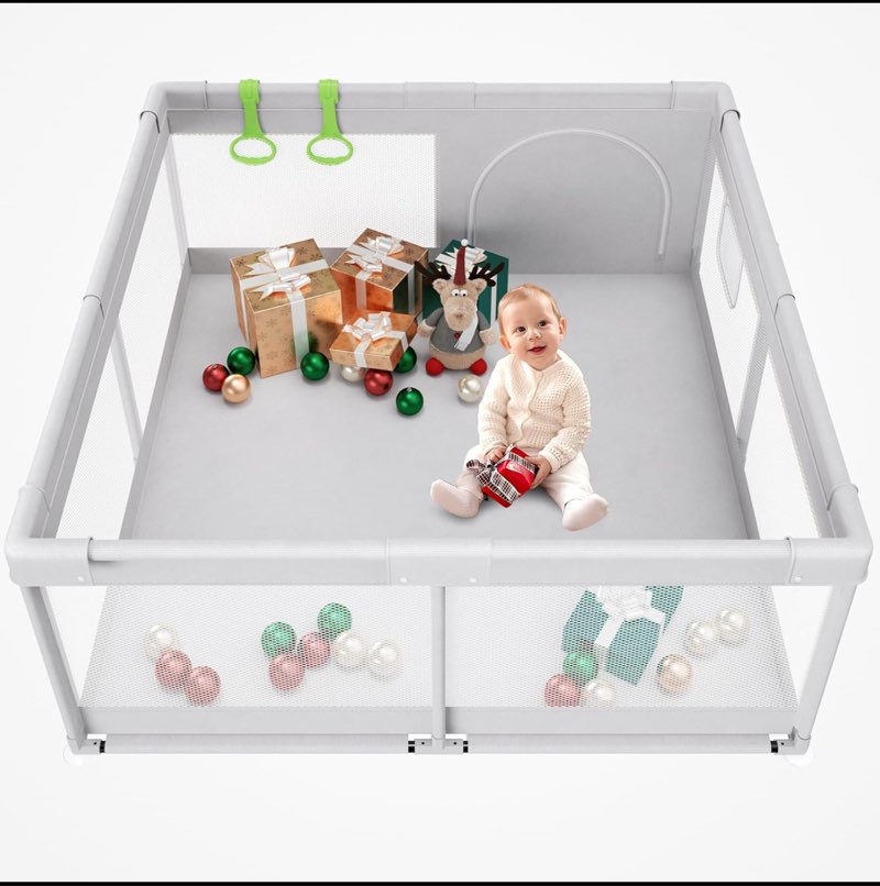 Baby Playpen, 47x47 in Small Play Pen,Toddler Playpen for Apartment,Play Yard,Activity Fence, Extra Large Baby Playard Light Grey 47x47 Inch