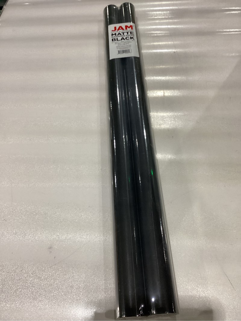 JAM Paper Gift Wrap - Matte Wrapping Paper - 50 Sq Ft Total (30 in x 10 Ft Each) - Matte Black - 2 R
