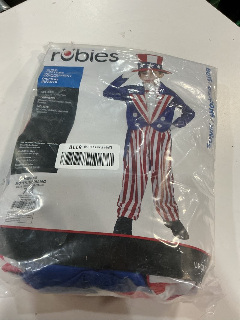 Condition photo showing New/Like New for Forum Novelties Patriotic Party Uncle Sam Costume 7-8