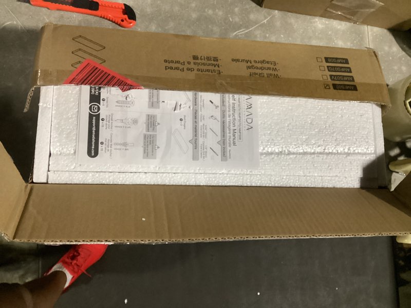 Condition photo showing New/Like New for amada homefurnishing floating shelves black, wall shelves with invisible brackets for bedroom, bathroom, living room, kitchen, set of 3 - amfs07 black 15.7 inches