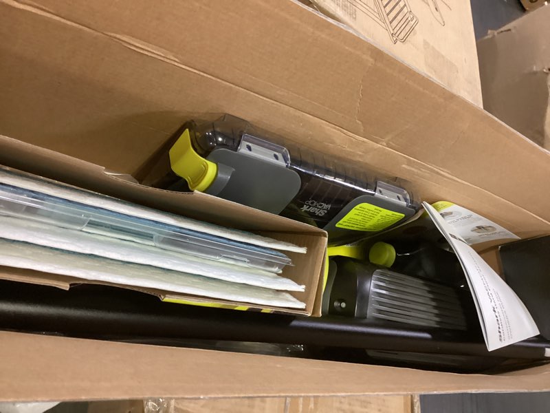 Condition photo showing As Is for Shark VACMOP Cordless Hard Floor Cleaner, Vacuum and Spray Mop, Powerful Suction, Lightweight, LED Headlights, Includes 4 Disposable Pads, 12oz Multi-surface Cleaning Solution, Gray, VM252 Gray - 4 Pads