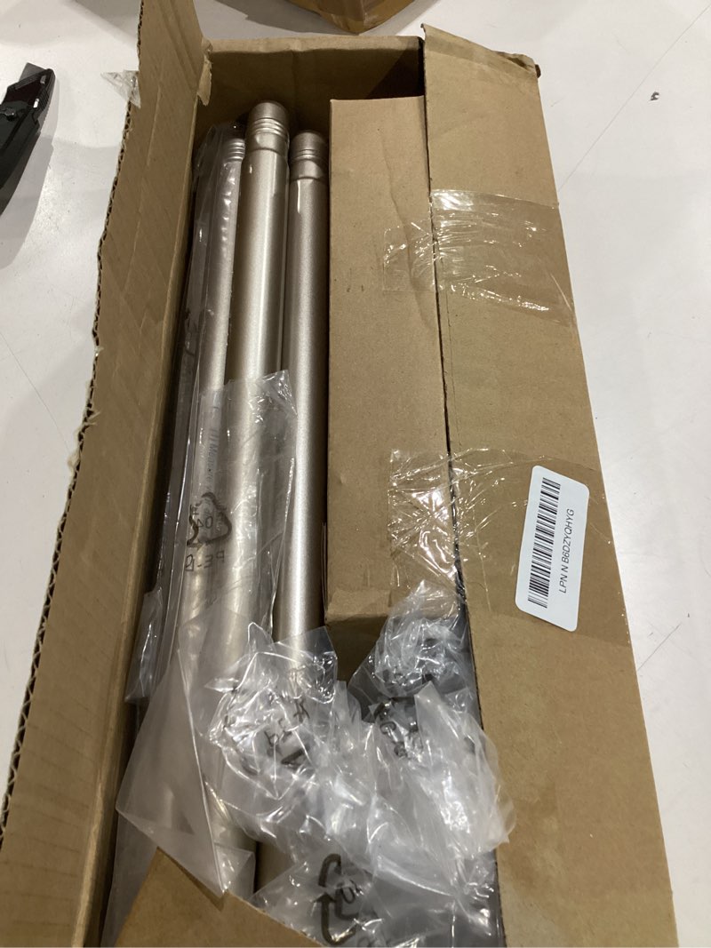Condition photo showing As Is for Nickel Aluminium Curtain Rods for Windows,1 Inch Adjustable Curtain Rod 72 to 144 Inch,Heavy Duty Drapery Rods with Thicken Bracket,Modern Single Rod with Aluminium Finials nickel 32"-144"