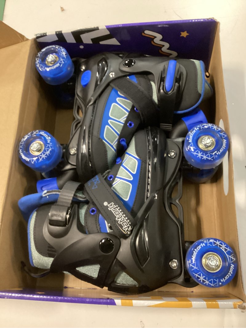 Condition photo showing Good Condition for Nattork Roller Skates for Kids Boys Girls, 4 Size Adjustable Rollerskates with Light Up Wheels for Children Beginners for Outdoor Indoor Blue Medium (13C-2)