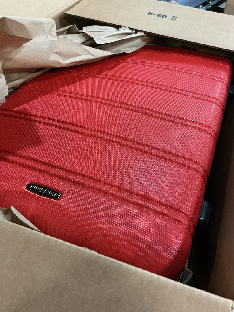 Condition photo showing Good Condition for rockland melbourne hardside expandable spinner wheel luggage, medium 24", red 24" medium red