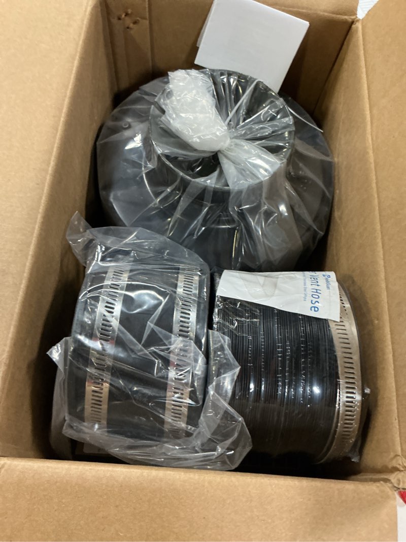 Condition photo showing Good Condition for hon&guan 4" air filtration kit: 4 inch inline duct fan with speed controller, 10" high carbon filter, 8 ft ducting & rubber coupler, ventilation system for grow tents, indoor gardening, hydroponics 4 inch black
