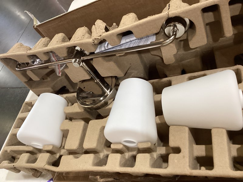 Condition photo showing Good Condition for  allen + roth goldson 22.5-in 3 light polished nickel transitional bathroom vanity light bar