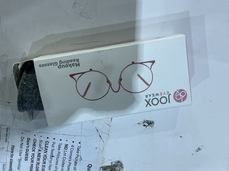 Condition photo showing Good Condition for joox makeup reading glasses for women flip up x105 | large lens, magnifying cosmetic details, make up readers eyeglasses for undereye application pink 2.0 x