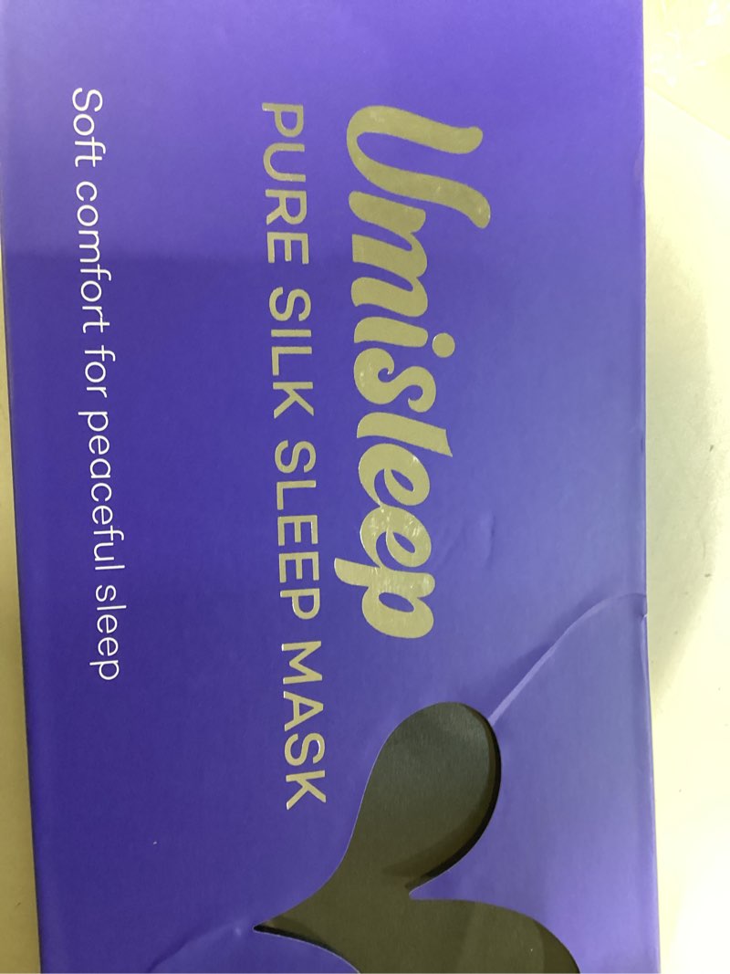 Condition photo showing As Is for umisleep sleep mask for 100% pure mulberry silk, 22 momme 6a soft eye masks for sleep, adjustable sleep masks for women men, light blocking sleeping mask, silk eye mask for sleeping, blindfold, black