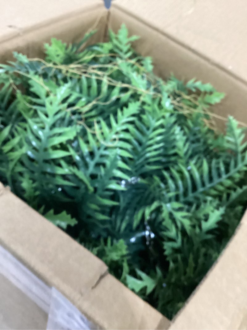 Condition photo showing Good Condition for qianyun artificial hanging boston ferns – 2 pack large faux fern bushes, uv resistant outdoor hanging plants for front porch, patio, and indoor décor green