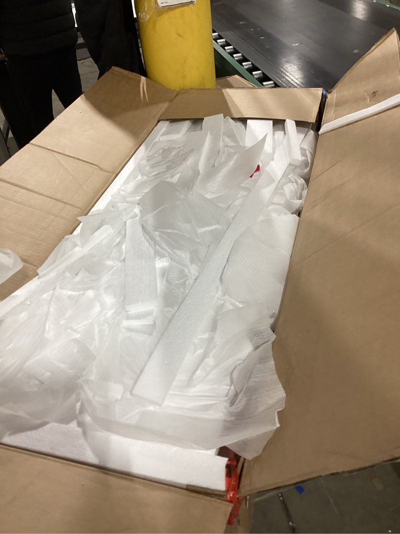 Condition photo showing As Is for Lerliuo Record Player Stand with 4 Cabinet Holds Up to 220 Albums, Large Turntable Stand with Beech Wood Legs, Mid-Century Record Player Table,White Vinyl Holder Storage Shelf for Bedroom Living Room