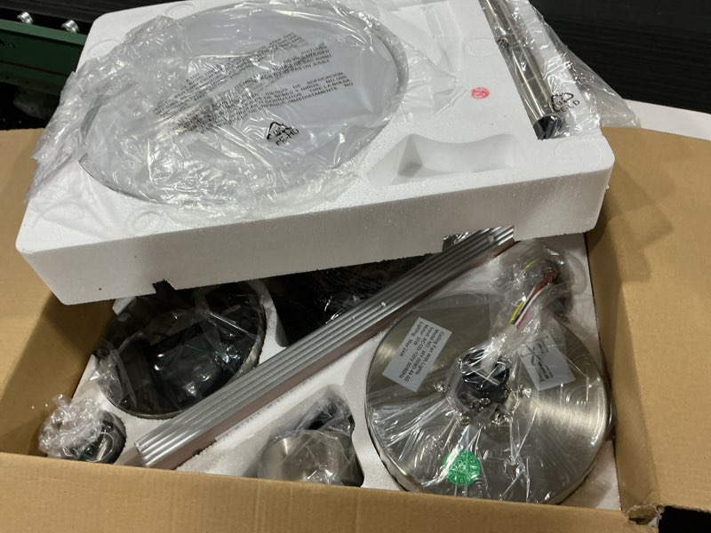 Condition photo showing Good Condition for fanbliss 44 inch ceiling fans with lights, modern nickel ceiling fan with dimmable led, 6 speeds, timer, quiet reversible dc motor, remote control ceiling fan for bedroom, living room and kitchen nickel 44 inch