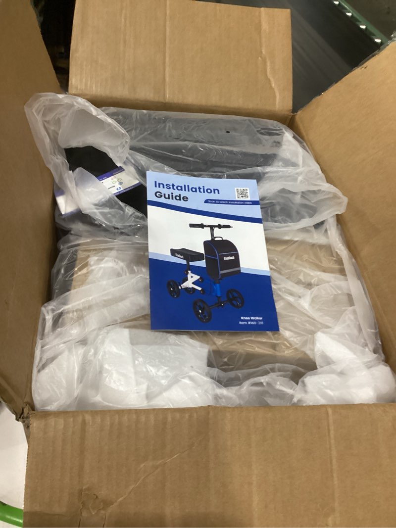 Condition photo showing New/Like New for knee scooter?knee scooter for adults for foot surgery?knee walker for foot injuries compact crutch alternative with dual braking system (blue)