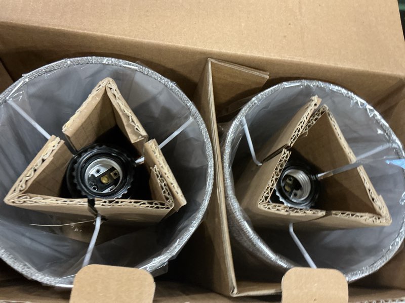 Condition photo showing Good Condition for Luvkczc Minimalist Table Lamp Set of 2, Nightstand Lamp for Bedroom Living Room, Modern Pull Chain Bedside Lamp with Marble Base, Fabric Shade, Small Desk Lamp for Home, Office, Reading,Grey Gold,Gray