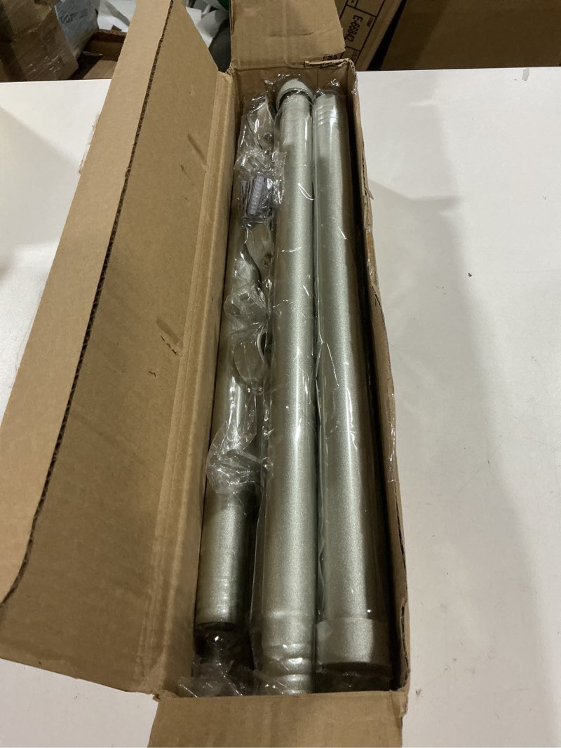 Condition photo showing Good Condition for black curtain rods for windows 66 to 120 inch, heavy duty long curtain rod adjustable, 1 inch metal drapery rods with end cap finials, modern drapery rods for sliding door, bedroom, living room 66-120 inch black