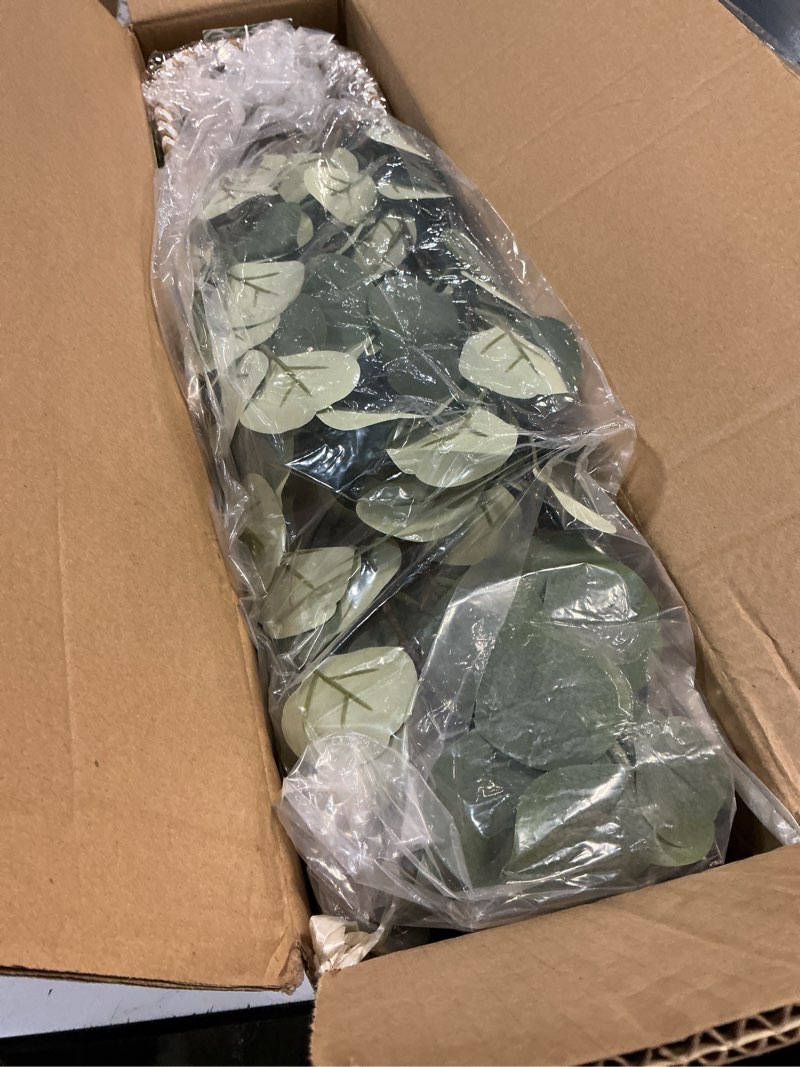 Condition photo showing New/Like New for Artificial Eucalyptus Tree, 4ft Tall Green Silk Leaves Perfect Faux Plant with Basket, Mordern Fake Eucalyptus Trees for Indoor Outdoor Home Office Livingroom Floor Décor