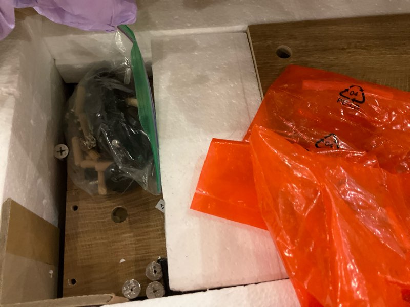 Condition photo showing As Is for Little Tree 70.9-Inch Long Console Table, Narrow Sofa Table Behind The Couch, Farmhouse Console Table for Living Room, Entryway, Hallway Rustic