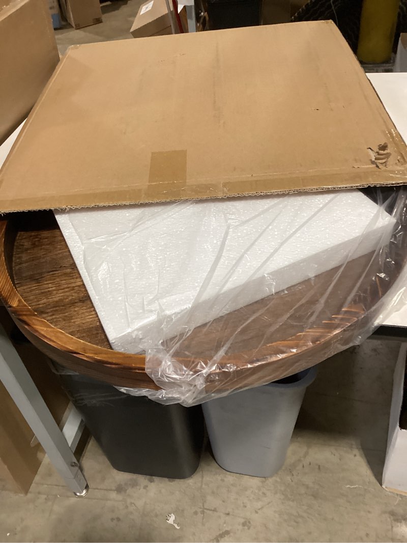 Condition photo showing New/Like New for round ottoman tray for coffee table living room wood serving tray large wooden 20 inches rustic brown rustic brown 20"