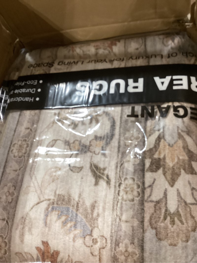 Condition photo showing Good Condition for witshock 8x10 area rugs for living room: machine washable non slip vintage carpet - low pile lightweight print rug for bedroom dining room kitchen table - stain resistant for household (light blue) light blue/light ivory/beige 8' x 10' (rectangular)