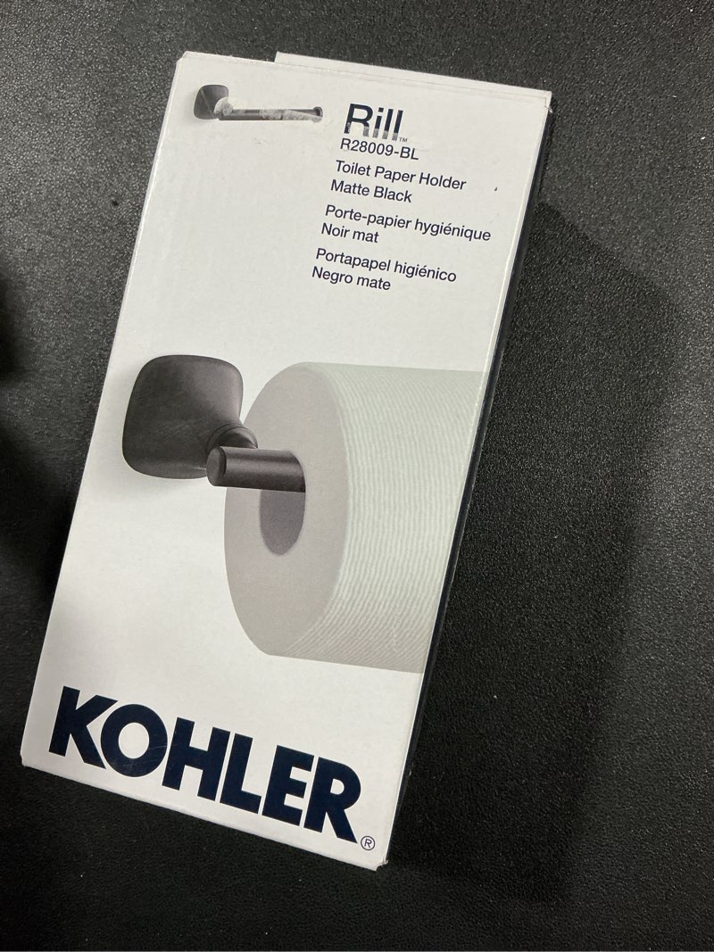 Condition photo showing Good Condition for Matte Black Toilet Paper Holder Wall Mount, Bathroom Toilet Paper Holder for SUS 304 Stainless Steel, Double Post Pivoting Square Toilet Paper Roll Holder for Bathroom RV Paper Towels for TP Square Matte Black
