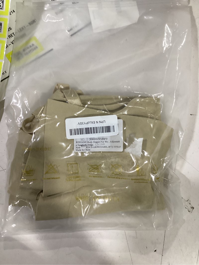 Condition photo showing As Is for rdsiane body shaper for women under dress one piece full slip tummy control shapewear dress with adjustable spaghetti strap large beige