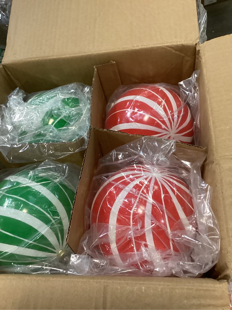 Condition photo showing Good Condition for 8 Pcs Large Christmas Ball Ornaments Light up 6 Inch Lighted Battery Powered Plastic Hanging Christmas Ball Reusable LED Xmas Globe Ball for Outdoor Indoor Christmas Tree Decoration Gift