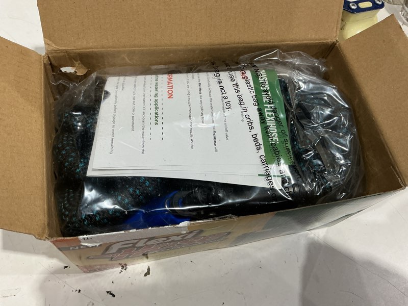Condition photo showing Good Condition for flexi hose expandable garden hose with 8 function nozzle, 50ft - lightweight retractable garden hose, water hose - no-kink flexibility, 3/4 inch solid brass fittings and double latex core