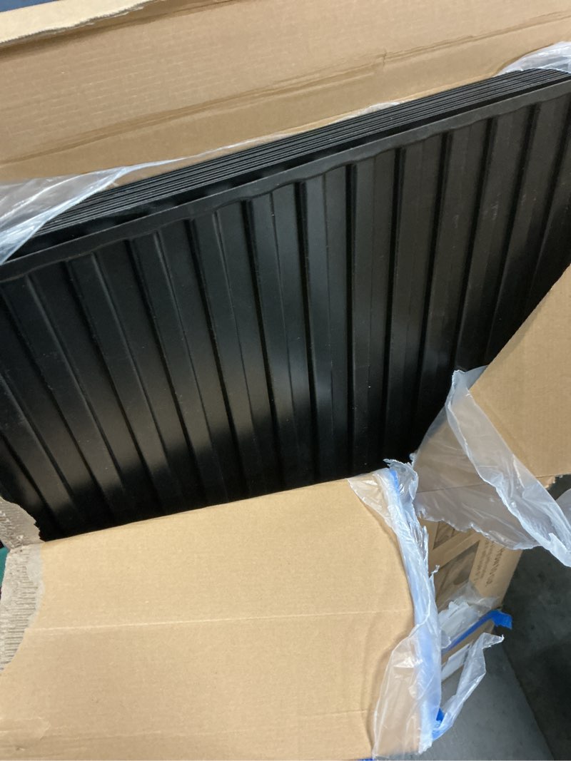Condition photo showing Good Condition for art3d 12-pack slat design 3d wall panels for interior wall decor, 2x4 ft pvc decorative drop ceiling tiles - black 24 x 48in. oblong - black 12