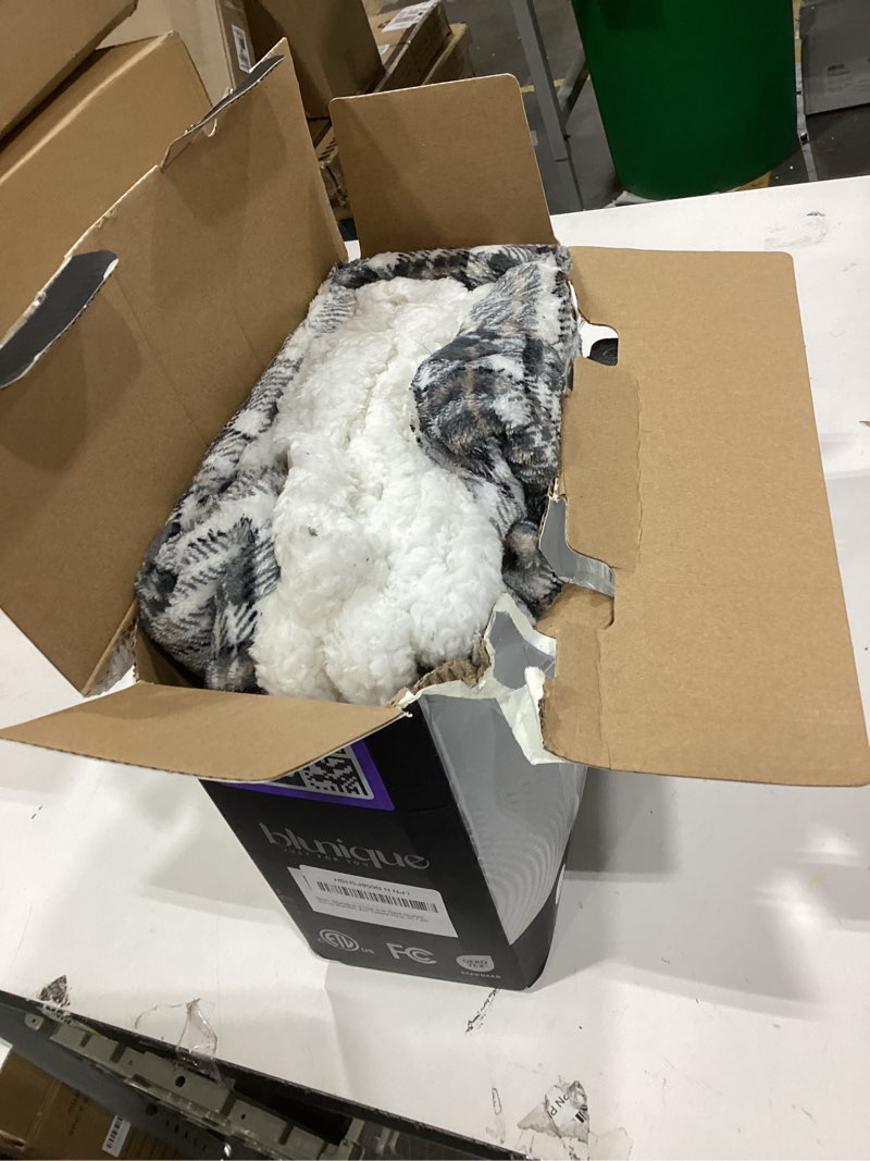 Condition photo showing Good Condition for Heated Blanket Electric Throw-50''x60''Ultra Soft Cozy Plaid Flannel Fast Heating Electric Blanket with 10 Heat Levels & 10 Hrs Auto Off, ETL Certified, Keep Warm in Home Office (Grey) 16 - Grey Plaid Throw 50" x 60"