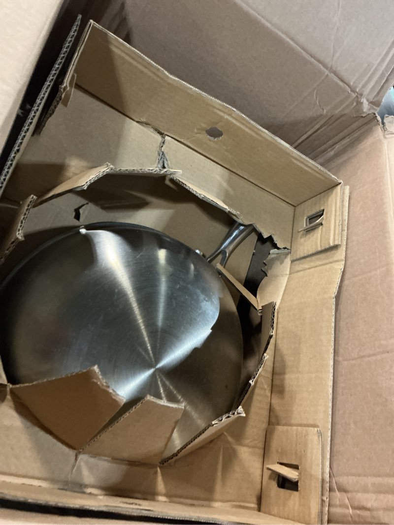 Condition photo showing As Is for cooker king 10-inch wok with lid, hybrid nonstick wok professional grade, stainless steel woks & stir-fry pans, stay-cool handle, dishwasher & oven-safe,compatible with all cooktops