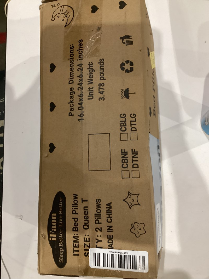 Condition photo showing As Is for Ultra Thin Flat Soft Bed Pillows Queen Size Set of 2 Pack for Sleeping, Hypoallergenic Squishy Pillow for Stomach Back Sleeper, Machine Washable White Striped 20x30 inches Queen(set of 2)