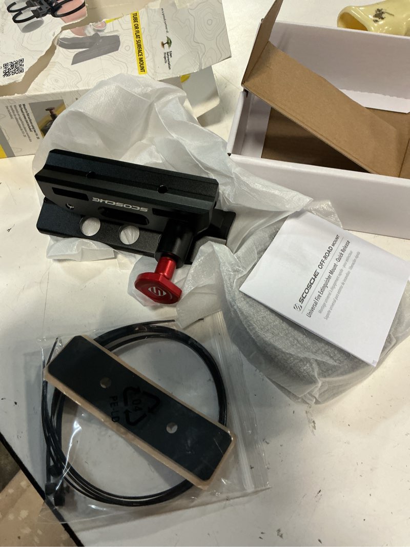 Condition photo showing Good Condition for quick release fire extinguisher mount bracket holder aluminum roll bar mount bottle holder adjustable for jeep wrangler tj jk jl jku utv polaris rzr ranger (black)