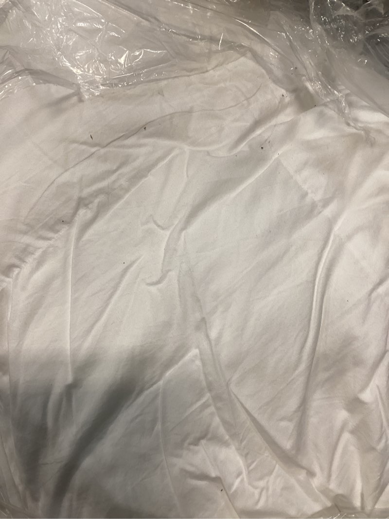 Condition photo showing As Is for cotton pintuck comforter, king/cal king, white