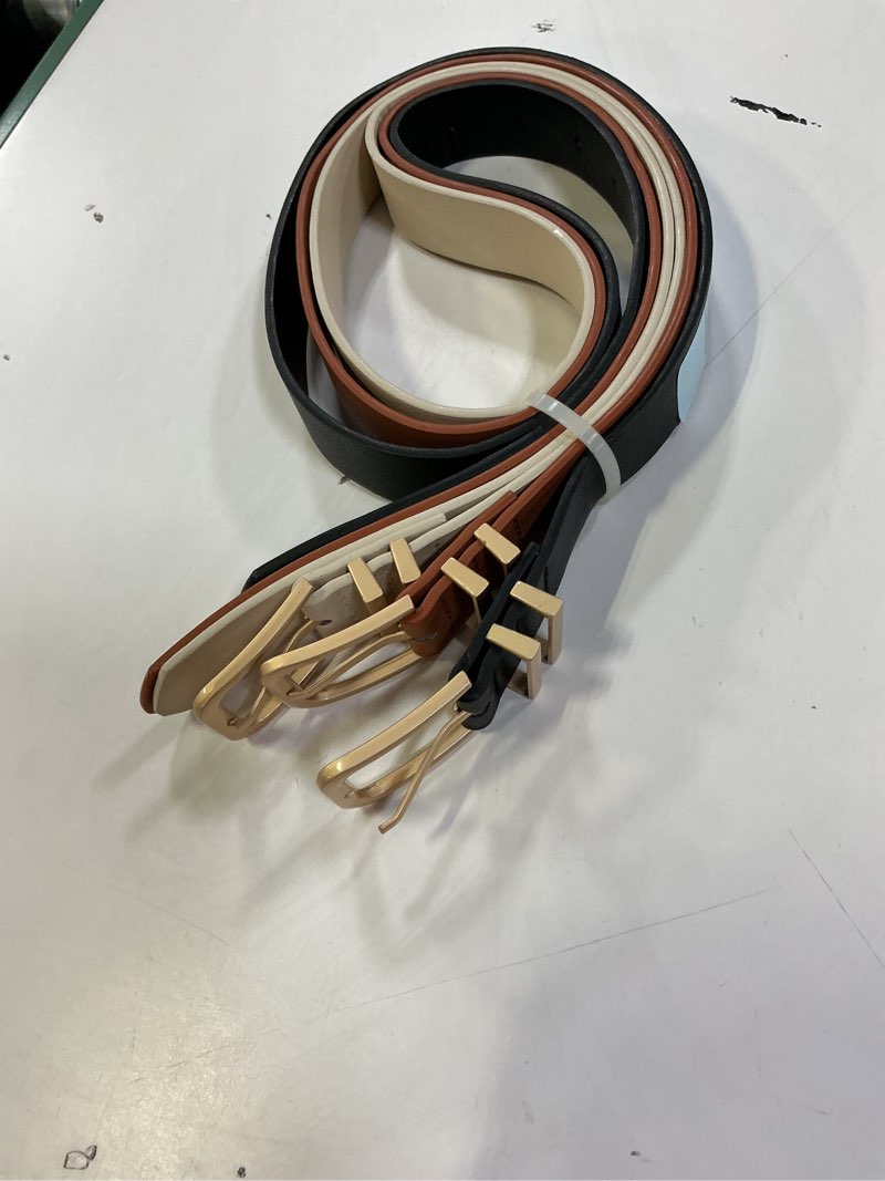 Condition photo showing Good Condition for redess belts for women with fashion gold buckle leather belts for jeans pants dresses,3 pack