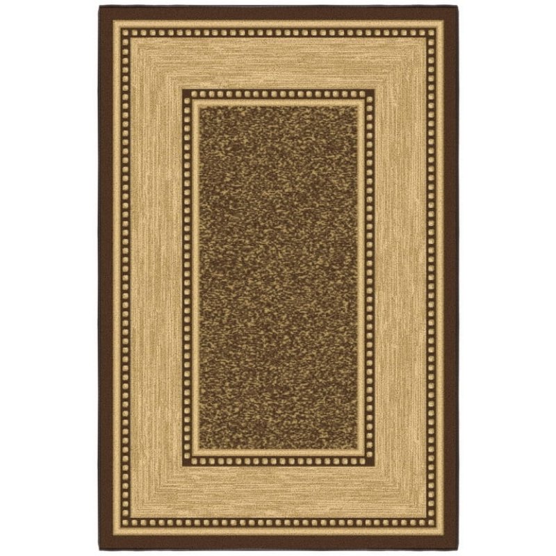 Ottomanson Non-Slip Area Rug for Living Room 3'3" x 5' Durable Low Profile Carpet, Brown Border