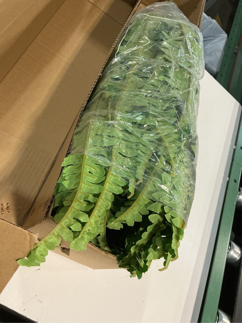 Condition photo showing Good Condition for single silky artificial boston fern bush, 49inch large artificial ferns for outdoors, large faux ferns artificial plants,suitable for decorating office, living room faux greenery,95branches