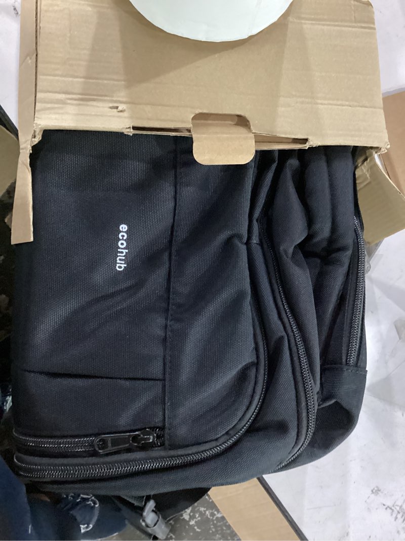 Condition photo showing Good Condition for ecohub travel backpack 18x14x8 spirit airlines personal item bag carry on backpack 13 pockets work casual daypack for men women airline approved water resistant gym backpack with charging port, black black 18 inch underseat