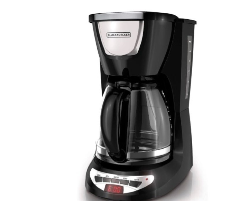 BLACK+DECKER DCM100B 12-Cup Programmable Coffeemaker with Glass Carafe, Black, One Size